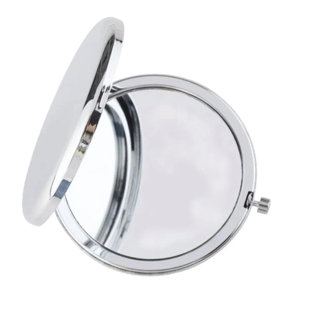 Silver Heavy Duty Metal Compact Double Sided Mirror Purse Travel Accessory New